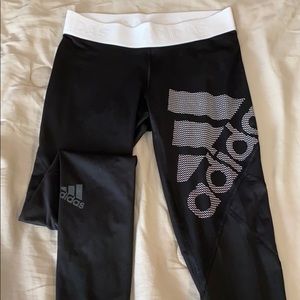 Adidas Black and White Full Length Leggings